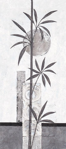 Silver Bamboo I Black Ornate Wood Framed Art Print with Double Matting by Ancilotti, Claudia