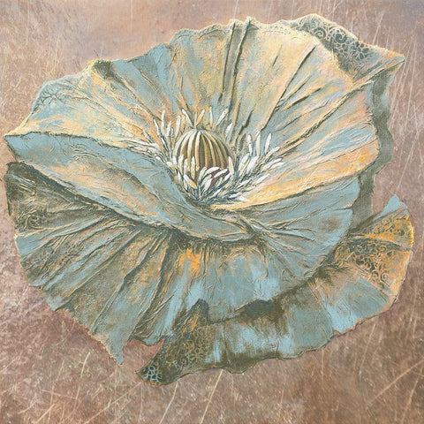 Blue Flower I White Modern Wood Framed Art Print with Double Matting by Withaar, Rian
