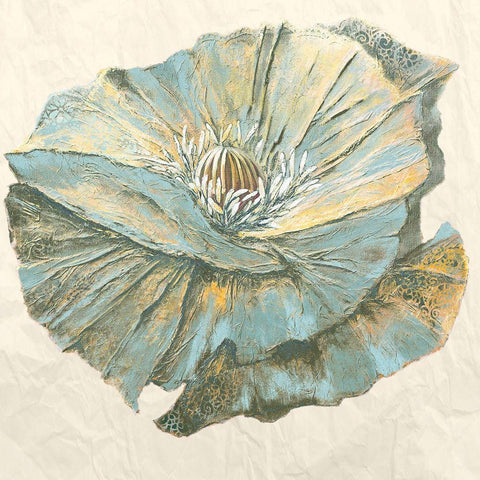 Sapphire Bloom I White Modern Wood Framed Art Print with Double Matting by Withaar, Rian