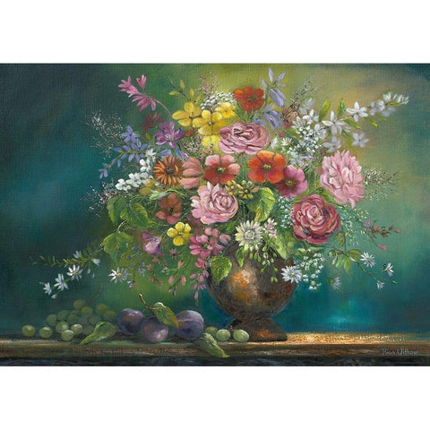 Flower Bouquet 1 Black Modern Wood Framed Art Print with Double Matting by Withaar, Rian