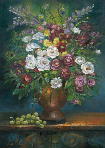 Flower Bouquet 2 White Modern Wood Framed Art Print with Double Matting by Withaar, Rian
