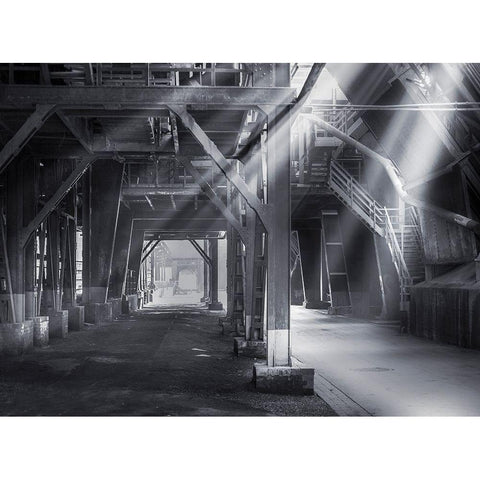 Factory 2 Black Modern Wood Framed Art Print with Double Matting by Henk van Gog