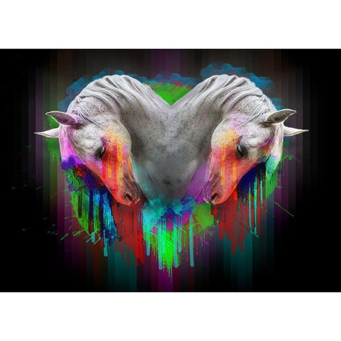 Horses 1 Black Modern Wood Framed Art Print with Double Matting by Henk van Gog