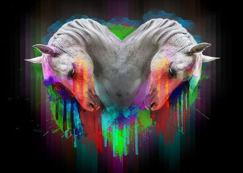 Horses 1 Black Ornate Wood Framed Art Print with Double Matting by Henk van Gog