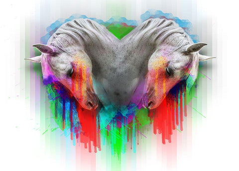 Horses 2 Black Ornate Wood Framed Art Print with Double Matting by Henk van Gog