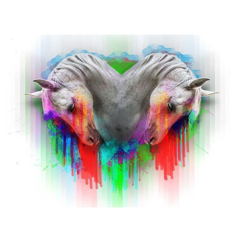 Horses 2 Black Modern Wood Framed Art Print by Henk van Gog