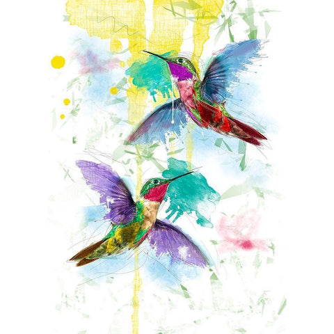 Kolibri White Modern Wood Framed Art Print by Henk van Gog