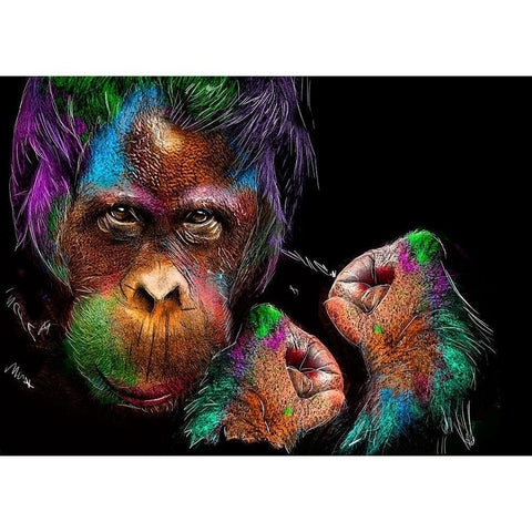 Monkey Gold Ornate Wood Framed Art Print with Double Matting by Henk van Gog