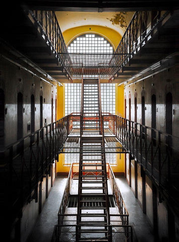 Prison 1 White Modern Wood Framed Art Print with Double Matting by Henk van Gog
