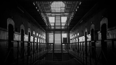 Prison 2 White Modern Wood Framed Art Print with Double Matting by Henk van Gog