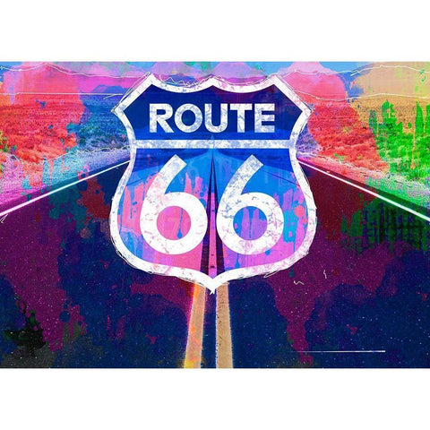 Route 66 White Modern Wood Framed Art Print by Henk van Gog