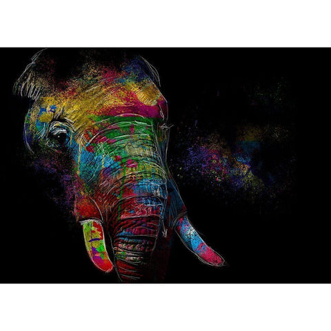 Elephant Black Modern Wood Framed Art Print by Henk van Gog