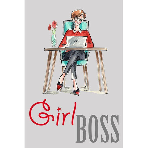 Girl Boss Black Modern Wood Framed Art Print with Double Matting by Holzner, Renate