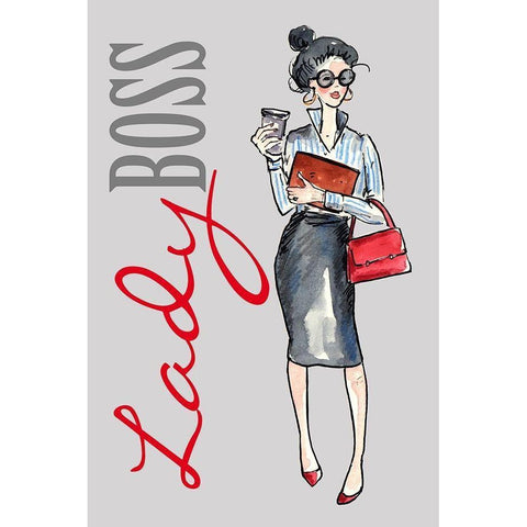 Lady Boss Black Modern Wood Framed Art Print by Holzner, Renate