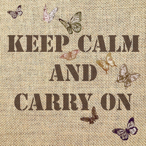 Keep Calm and Carry on 7 Black Modern Wood Framed Art Print with Double Matting by Holzner, Renate