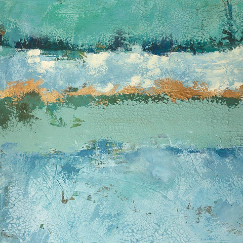 Bluegreen Harmony 1 White Modern Wood Framed Art Print by Holzner, Renate
