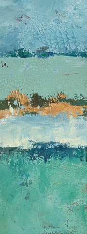 Bluegreen Harmony 3 White Modern Wood Framed Art Print with Double Matting by Holzner, Renate