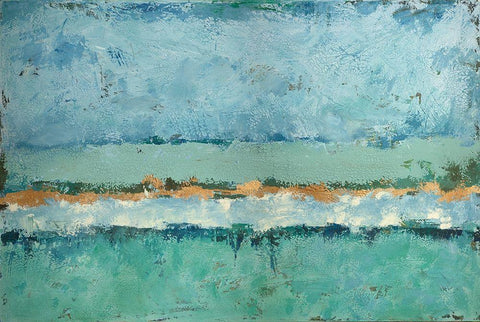 Bluegreen Harmony White Modern Wood Framed Art Print with Double Matting by Holzner, Renate