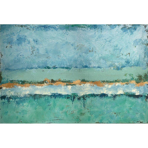 Bluegreen Harmony Black Modern Wood Framed Art Print with Double Matting by Holzner, Renate