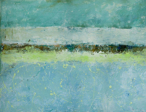 Green Horizon Black Ornate Wood Framed Art Print with Double Matting by Holzner, Renate