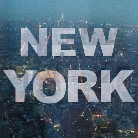 New York Collage 2 Black Modern Wood Framed Art Print with Double Matting by Holzner, Renate