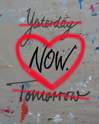 Yesterday Now Tomorrow White Modern Wood Framed Art Print with Double Matting by Holzner, Renate