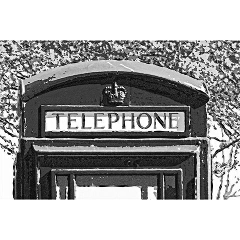 TELEPHONE BOOTH Black Modern Wood Framed Art Print by Fossey, George