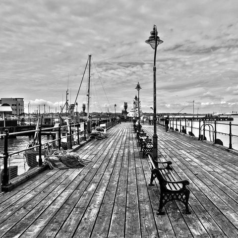 THE DOCKS White Modern Wood Framed Art Print by Fossey, George