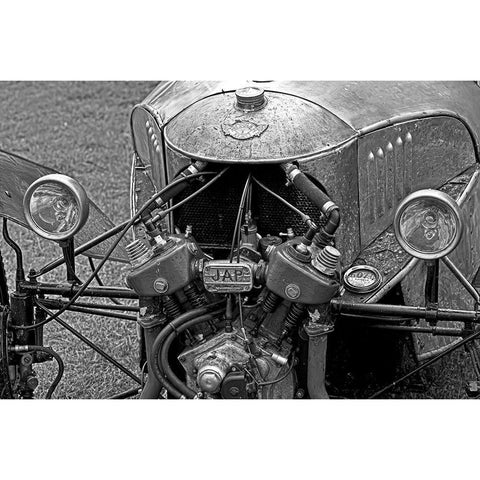 ENGINE IN BLACK AND WHITE I Black Modern Wood Framed Art Print with Double Matting by Fossey, George
