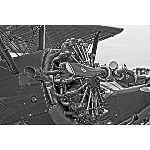 ENGINE IN BLACK AND WHITE II White Modern Wood Framed Art Print by Fossey, George