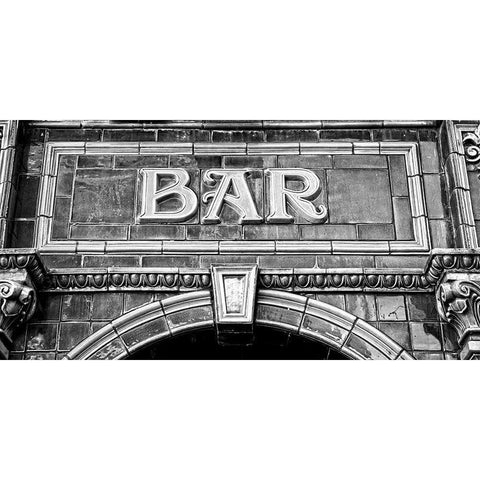 BAR IN BLACK AND WHITE Gold Ornate Wood Framed Art Print with Double Matting by Fossey, George