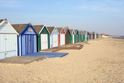 CABINS AT SEASIDE Black Ornate Wood Framed Art Print with Double Matting by Fossey, George