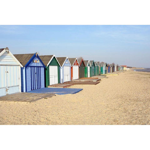 CABINS AT SEASIDE Black Modern Wood Framed Art Print with Double Matting by Fossey, George