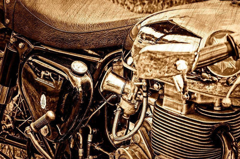 OLD BIKE White Modern Wood Framed Art Print with Double Matting by Fossey, George