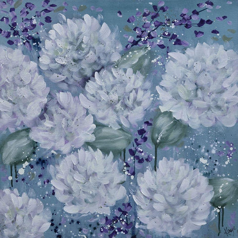 BLUE FLOWERS I Black Modern Wood Framed Art Print by Lake, Kaye