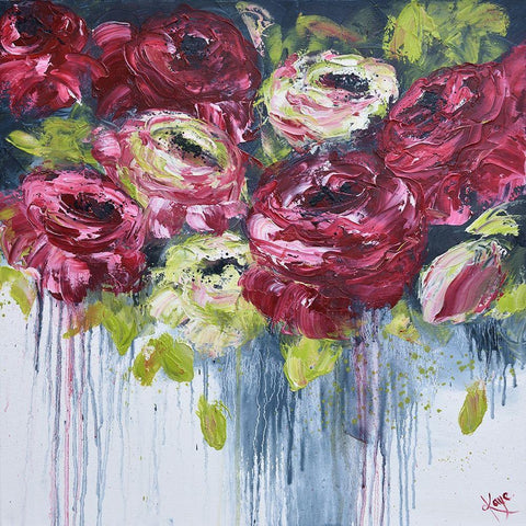 LUSH FLOWERS I Black Modern Wood Framed Art Print by Lake, Kaye