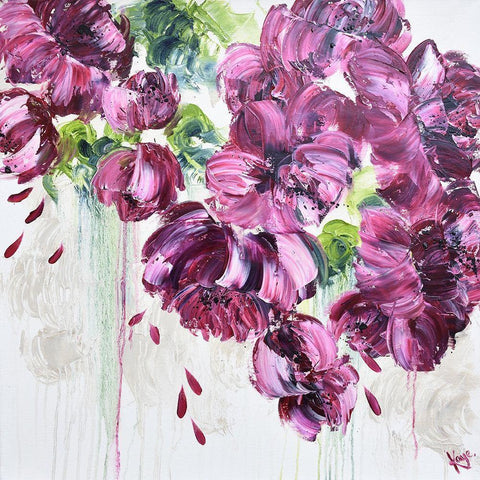 LUSH FLOWERS II Black Modern Wood Framed Art Print by Lake, Kaye