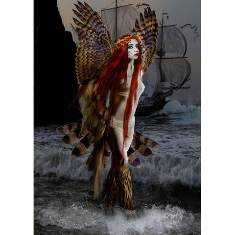 The Sirens White Modern Wood Framed Art Print by Babette