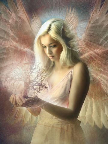 Angel JehoÃ«l Black Ornate Wood Framed Art Print with Double Matting by Babette