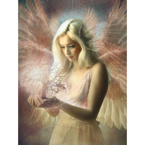 Angel JehoÃ«l White Modern Wood Framed Art Print by Babette