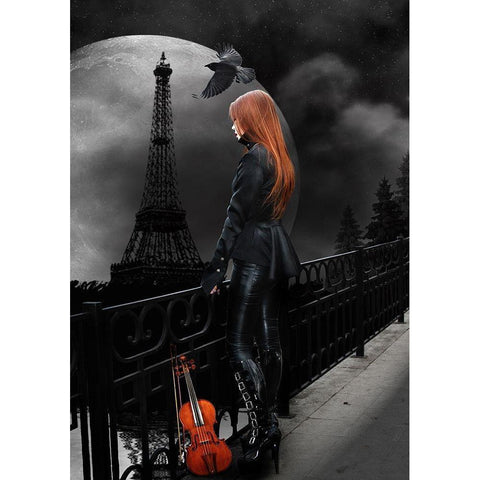 Lonely Paris Black Modern Wood Framed Art Print by Babette
