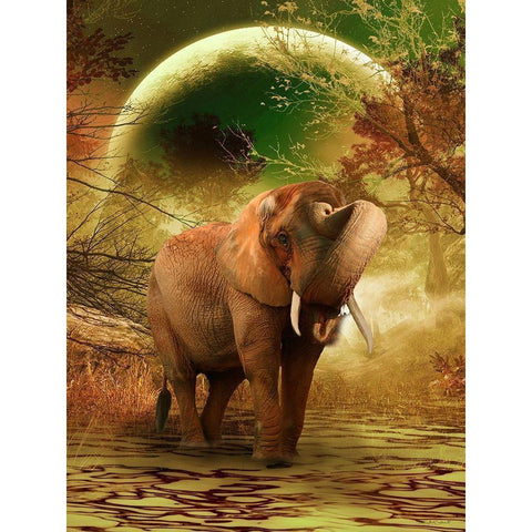 The Elephant Ricardo 2 Gold Ornate Wood Framed Art Print with Double Matting by Babette