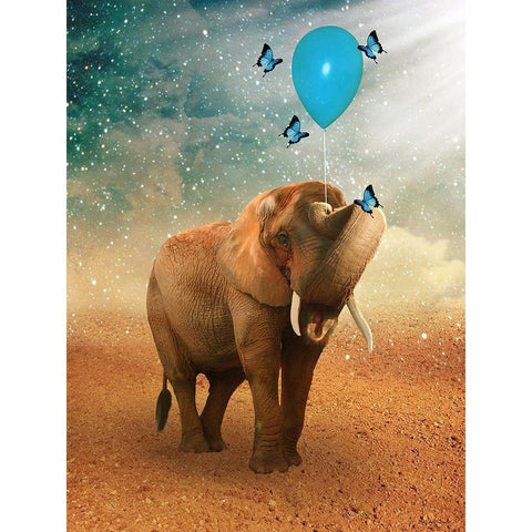 The Elephant Ricardo 4 White Modern Wood Framed Art Print by Babette