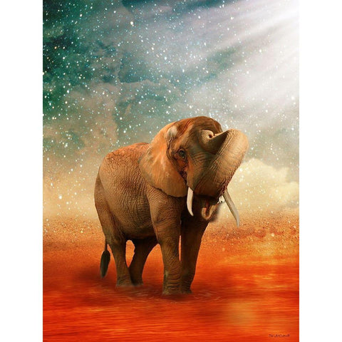 The Elephant Ricardo 5 White Modern Wood Framed Art Print by Babette