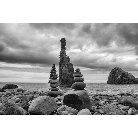 Stones Black Modern Wood Framed Art Print by Carlier, Dick