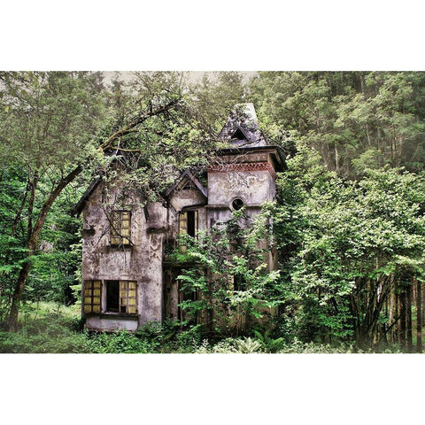 Old House In Green Gold Ornate Wood Framed Art Print with Double Matting by Carlier, Dick