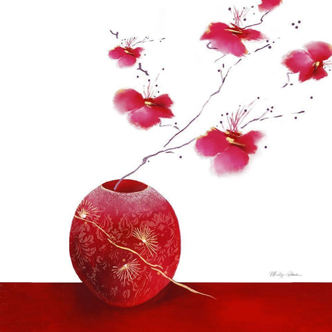 Laquer Red II White Modern Wood Framed Art Print by Robertson, Marilyn