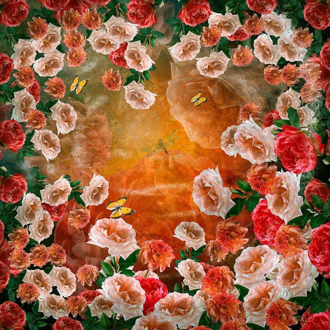 Love Roses Gold Ornate Wood Framed Art Print with Double Matting by van Gog, Henk