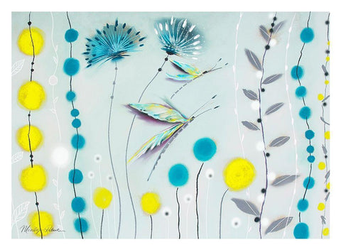 Mimosa I White Modern Wood Framed Art Print with Double Matting by Robertson, Marilyn