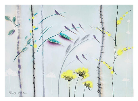 Mimosa II White Modern Wood Framed Art Print with Double Matting by Robertson, Marilyn